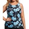 imageHolipick High Neck Tankini Top Bathing Suit Tops for Women Tummy Control Tank Tops SwimsuitsBlack With Blue Floral