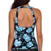 imageHolipick High Neck Tankini Top Bathing Suit Tops for Women Tummy Control Tank Tops SwimsuitsBlack With Blue Floral
