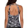 imageHolipick High Neck Tankini Top Bathing Suit Tops for Women Tummy Control Tank Tops SwimsuitsBlack With White Flower