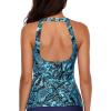 imageHolipick High Neck Tankini Top Bathing Suit Tops for Women Tummy Control Tank Tops SwimsuitsBlue Black Paisley