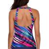 imageHolipick High Neck Tankini Top Bathing Suit Tops for Women Tummy Control Tank Tops SwimsuitsColor Striped