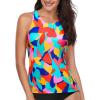 imageHolipick High Neck Tankini Top Bathing Suit Tops for Women Tummy Control Tank Tops SwimsuitsColorful Color Block
