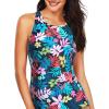 imageHolipick High Neck Tankini Top Bathing Suit Tops for Women Tummy Control Tank Tops SwimsuitsColorful Leaves