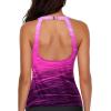 imageHolipick High Neck Tankini Top Bathing Suit Tops for Women Tummy Control Tank Tops SwimsuitsDark Pink Gradient