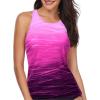 imageHolipick High Neck Tankini Top Bathing Suit Tops for Women Tummy Control Tank Tops SwimsuitsDark Pink Gradient