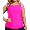imageHolipick High Neck Tankini Top Bathing Suit Tops for Women Tummy Control Tank Tops SwimsuitsHot Pink