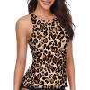 imageHolipick High Neck Tankini Top Bathing Suit Tops for Women Tummy Control Tank Tops SwimsuitsLeopard