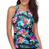 imageHolipick High Neck Tankini Top Bathing Suit Tops for Women Tummy Control Tank Tops SwimsuitsMulti Floral