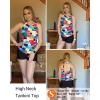 imageHolipick High Neck Tankini Top Bathing Suit Tops for Women Tummy Control Tank Tops SwimsuitsMulticoloured