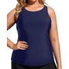 imageHolipick High Neck Tankini Top Bathing Suit Tops for Women Tummy Control Tank Tops SwimsuitsNavy Blue