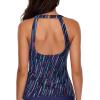 imageHolipick High Neck Tankini Top Bathing Suit Tops for Women Tummy Control Tank Tops SwimsuitsNavy Blue Striped