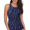 imageHolipick High Neck Tankini Top Bathing Suit Tops for Women Tummy Control Tank Tops SwimsuitsNavy Blue Striped
