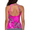 imageHolipick High Neck Tankini Top Bathing Suit Tops for Women Tummy Control Tank Tops SwimsuitsPink Floral