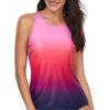 imageHolipick High Neck Tankini Top Bathing Suit Tops for Women Tummy Control Tank Tops SwimsuitsPink Gradient