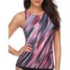 imageHolipick High Neck Tankini Top Bathing Suit Tops for Women Tummy Control Tank Tops SwimsuitsPink Striped