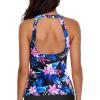imageHolipick High Neck Tankini Top Bathing Suit Tops for Women Tummy Control Tank Tops SwimsuitsPurple Blue Flower