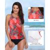 imageHolipick High Neck Tankini Top Bathing Suit Tops for Women Tummy Control Tank Tops SwimsuitsRedBlackWhite