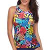 imageHolipick High Neck Tankini Top Bathing Suit Tops for Women Tummy Control Tank Tops SwimsuitsYellow Colorful Leaves