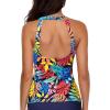 imageHolipick High Neck Tankini Top Bathing Suit Tops for Women Tummy Control Tank Tops SwimsuitsYellow Colorful Leaves