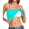 imageHolipick Strapless Tankini Tops for Women Swimwear Top ONLY Bandeau Bathing Suit Blouson Swimsuit No BottomAqua