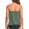 imageHolipick Strapless Tankini Tops for Women Swimwear Top ONLY Bandeau Bathing Suit Blouson Swimsuit No BottomArmy Green