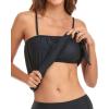 imageHolipick Strapless Tankini Tops for Women Swimwear Top ONLY Bandeau Bathing Suit Blouson Swimsuit No BottomBlack