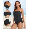 imageHolipick Strapless Tankini Tops for Women Swimwear Top ONLY Bandeau Bathing Suit Blouson Swimsuit No BottomBlack