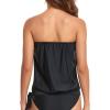 imageHolipick Strapless Tankini Tops for Women Swimwear Top ONLY Bandeau Bathing Suit Blouson Swimsuit No BottomBlack