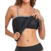 imageHolipick Strapless Tankini Tops for Women Swimwear Top ONLY Bandeau Bathing Suit Blouson Swimsuit No BottomBlack Geometric
