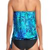 imageHolipick Strapless Tankini Tops for Women Swimwear Top ONLY Bandeau Bathing Suit Blouson Swimsuit No BottomBlue Leaves