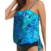 imageHolipick Strapless Tankini Tops for Women Swimwear Top ONLY Bandeau Bathing Suit Blouson Swimsuit No BottomBlue Leaves