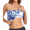 imageHolipick Strapless Tankini Tops for Women Swimwear Top ONLY Bandeau Bathing Suit Blouson Swimsuit No BottomBlue Tie Dye