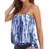 imageHolipick Strapless Tankini Tops for Women Swimwear Top ONLY Bandeau Bathing Suit Blouson Swimsuit No BottomBlue Tie Dye