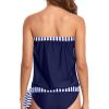 imageHolipick Strapless Tankini Tops for Women Swimwear Top ONLY Bandeau Bathing Suit Blouson Swimsuit No BottomBlue and Stripe