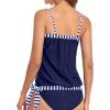 imageHolipick Strapless Tankini Tops for Women Swimwear Top ONLY Bandeau Bathing Suit Blouson Swimsuit No BottomBlue and Stripe