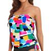 imageHolipick Strapless Tankini Tops for Women Swimwear Top ONLY Bandeau Bathing Suit Blouson Swimsuit No BottomColor Block