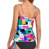 imageHolipick Strapless Tankini Tops for Women Swimwear Top ONLY Bandeau Bathing Suit Blouson Swimsuit No BottomColor Block