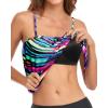 imageHolipick Strapless Tankini Tops for Women Swimwear Top ONLY Bandeau Bathing Suit Blouson Swimsuit No BottomColor Striped