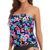 imageHolipick Strapless Tankini Tops for Women Swimwear Top ONLY Bandeau Bathing Suit Blouson Swimsuit No BottomColorful Floral