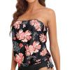 imageHolipick Strapless Tankini Tops for Women Swimwear Top ONLY Bandeau Bathing Suit Blouson Swimsuit No BottomFloral