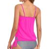 imageHolipick Strapless Tankini Tops for Women Swimwear Top ONLY Bandeau Bathing Suit Blouson Swimsuit No BottomHot Pink