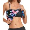 imageHolipick Strapless Tankini Tops for Women Swimwear Top ONLY Bandeau Bathing Suit Blouson Swimsuit No BottomPink Flower