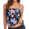 imageHolipick Strapless Tankini Tops for Women Swimwear Top ONLY Bandeau Bathing Suit Blouson Swimsuit No BottomPink Flower
