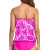 imageHolipick Strapless Tankini Tops for Women Swimwear Top ONLY Bandeau Bathing Suit Blouson Swimsuit No BottomPink Leaves