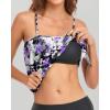 imageHolipick Strapless Tankini Tops for Women Swimwear Top ONLY Bandeau Bathing Suit Blouson Swimsuit No BottomPurple Flowers