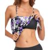 imageHolipick Strapless Tankini Tops for Women Swimwear Top ONLY Bandeau Bathing Suit Blouson Swimsuit No BottomPurple Flowers