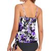 imageHolipick Strapless Tankini Tops for Women Swimwear Top ONLY Bandeau Bathing Suit Blouson Swimsuit No BottomPurple Flowers