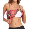 imageHolipick Strapless Tankini Tops for Women Swimwear Top ONLY Bandeau Bathing Suit Blouson Swimsuit No BottomRed  Leaf