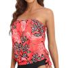 imageHolipick Strapless Tankini Tops for Women Swimwear Top ONLY Bandeau Bathing Suit Blouson Swimsuit No BottomRed  Leaf