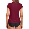 imageHolipick Two Piece Short Sleeved Rash Guard Cap Sleeve Bathing Suit Zipper Swimsuit Bulid in Bra Swim Shirt WomenBlack and Wine